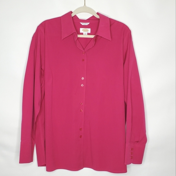 Talbots Woman Wrinkle Resistant Stretch Pink Shirt 16W Long Sleeve Button-up - Picture 12 of 12